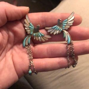 Sterling turquoise and mother of pearl earrings